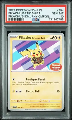 2024 POKEMON INDONESIAN SV-P PROMO #154 PIKACHU IN BATIK SHIRT PSA 10 - Image 1