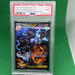 PSA 9 MINT 2025 POKEMON PFL EN-PHANTASMAL FLAMES #125 MEGA CHARIZARD X ex SIR - Image 1