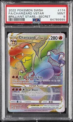2022 POKEMON SWORD & SHIELD BRILLIANT STARS #174 FULL ART/CHARIZARD VSTAR PSA 9 - Image 1