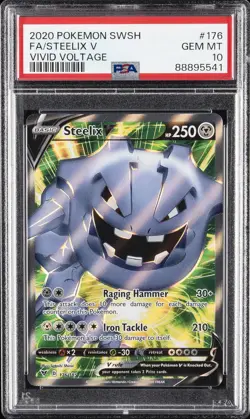 2020 POKEMON SWORD & SHIELD VIVID VOLTAGE #176 FULL ART/STEELIX V PSA 10 - Image 1