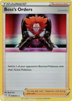 Boss's Orders 058/072 Holo Shining Fates Pokemon Card NM - Image 1