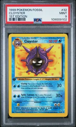 Pokemon Card Cloyster 32/62 1st Edition Fossil Set 1999 PSA 9 MINT - Image 1