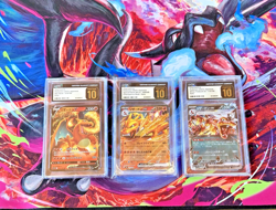 3x Pokemon Japanese Charizard - All Pristine 10's Graded Cards Lot - CGC PSA TAG - Image 1