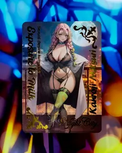 Mitsuri Kanroji Demon Slayer Custom Gold Flash Holo Foil Card Anime Waifu Rare - Image 1