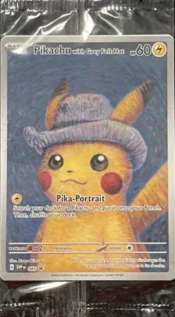 Pokemon Pikachu with Grey Felt Hat SVP 085 Van Gogh Promo Card - Sealed - Image 1