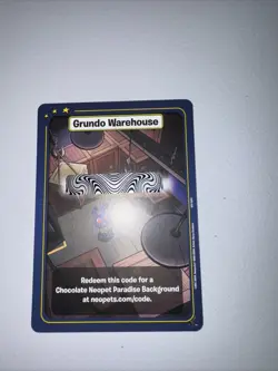 Neopets TCG Grundo's Warehouse Code Card Chocolate Neopet Paradise Background - Image 1