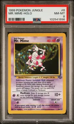 MR. MIME HOLO 6/64 JUNGLE POKEMON CARD #6 PSA 8 NM- MINT - Image 2