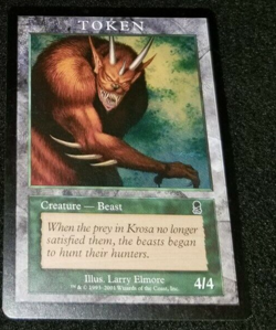 MTG 1x Magic Player Rewards Promo green LP Odyssey Beast Token ships w/ tracking - Image 1