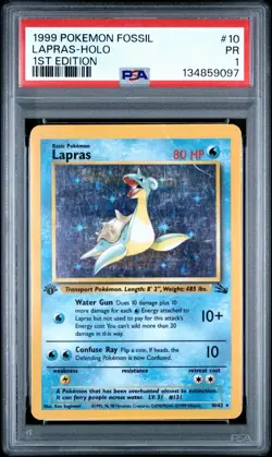 PSA 1 Lapras 1st Edition Fossil Holo Foil 10/62 1999 Pokemon WoTC PR - Image 1