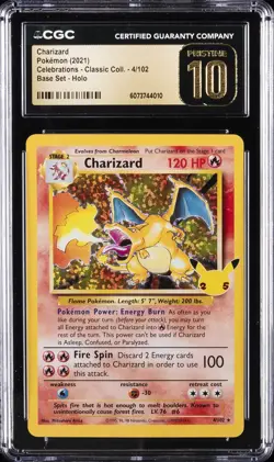 2021 POKEMON CELEBRATIONS - CLASSIC COLL. #4/102 CHARIZARD CGC 10 PRISTINE - Image 1