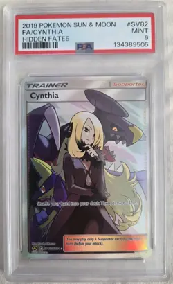 2019 POKEMON SUN & MOON SV82 FULL ART CYNTHIA MINT PSA 9 HIDDEN FATES TRAINER - Image 1