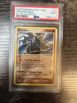 Pokemon 2005 EX Delta Species Gold Star #111 Groudon Holo PSA 2 - Image 1