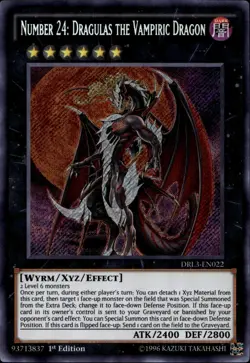 Number 24: Dragulas the Vampiric Dragon NA Secret Rare DRL3-EN022 Yu-Gi-Oh! - Image 1