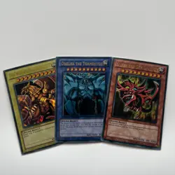 Yugioh Egyptian God Cards Set Slifer Obelisk Ra Ultra Rare YGLD-ENG01 G02 G03 - Image 1