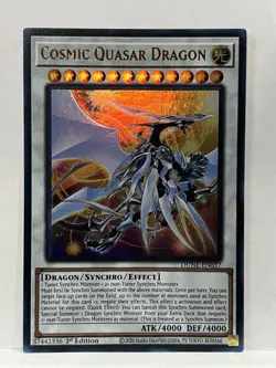 Cosmic Quasar Dragon DUNE-EN037 Ultra Rare Holo 1st Edition YuGiOh Card - Image 1