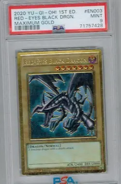 2020 Yu Gi Oh 1st Edition Red-Eyes Black Dragon EN003 Maximum Gold PSA 9 4477 - Image 1