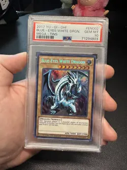 2017 YU-GI-OH! MEGA-TINS #EN002 BLUE-EYES WHITE DRAGON PSA 10 - Image 1