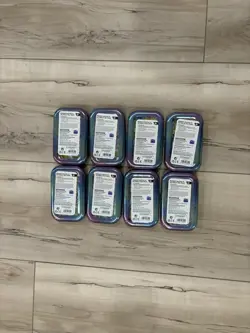 8x Pokemon Prismatic Tin Collection Including Art & Coins (No Cards) - Image 2
