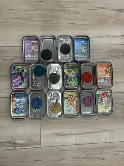 8x Pokemon Prismatic Tin Collection Including Art & Coins (No Cards) - Image 3