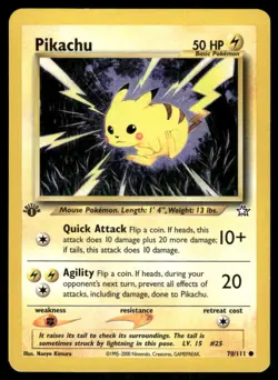 Pokemon Cards Pikachu 70/111 1ST EDITION Neo Genesis WOTC Common NM - Image 1