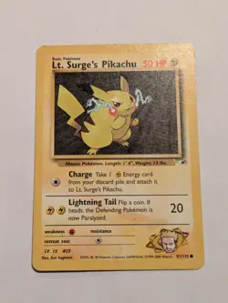 Lt. Surge's Pikachu - 81/132 - Pokemon Gym Heroes Unlimited Card WOTC DMG (#1 - Image 1