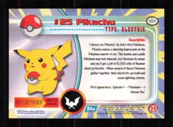 Topps Pokemon Pikachu Card #25 1st Print Blue Label 1999 TV Animation Series - Image 2