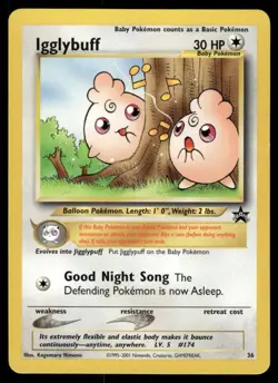Pokemon Cards Igglybuff 36 Wizards Black Star Promos WOTC Promo NM *5 - Image 1