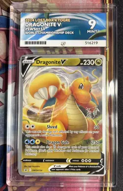 Pokemon, Dragonite V, SWSH154, World Champion Card, Ace Grading 9. - Image 1