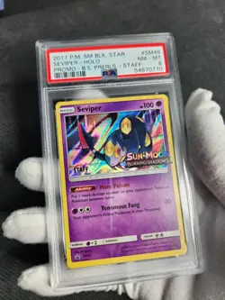 2017 Pokemon Black Star Seviper STAFF Holo Promo SM46 Graded Pokemon Card PSA 8 - Image 1