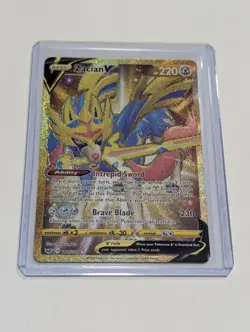 Pokemon TCG - Zacian V - Sword & Shield Base Set 211/202 Secret Rare Gold Holo - Image 1