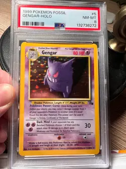 1999 Pokemon Fossil Gengar Holo #5 PSA 8 NM-MT - 2025 Case - Image 1