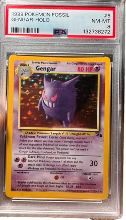 1999 Pokemon Fossil Gengar Holo #5 PSA 8 NM-MT - 2025 Case - Image 2
