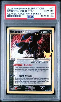 2021 POKEMON CELEBRATIONS CLASSIC COLLECTION #17 UMBREON-GOLD STAR PSA 10 - Image 1