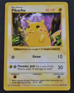 Pikachu #58 / 102 SHADOWLESS Red Cheeks - NM - Pokemon 1999 TCG WOTC Vintage - Image 1