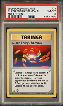 1999 POKEMON GAME 1ST ED #79 SUPER ENERGY REMOVAL PSA 8 - Image 1