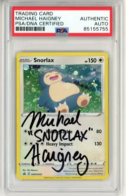 PSA Signed Michael Haigney Pokemon TCG Snorlax SWSH032 Black Star Promo Holo - Image 1