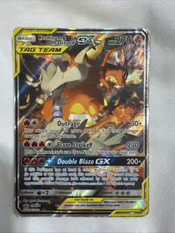 Pokemon TCG Reshiram & Charizard GX. Pokemon Card Worn Condition. - Image 1