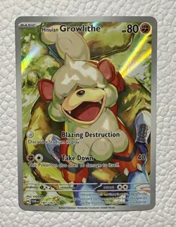 Hisuian Growlithe 181/167 Pokemon Twilight Masquerade Holo Full Art Card NM/M - Image 1