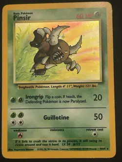 Pokemon Pinsir Card 9/64 Jungle Holo Rare No Symbol Misprint Error - Image 1