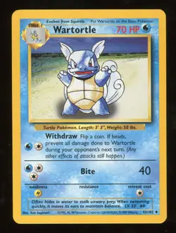Pokemon Card Wartortle 42/102 Base Set Unlimited WOTC Near Mint - Image 1