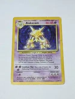 Pokemon Card TCG Alakazam Base Set Holo Unlimited Rare Card 1/130 1999-2000 HP - Image 1