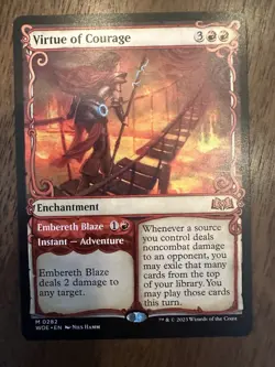 Virtue of Courage : MTG *Showcase* Wilds of Eldraine WOE #0282 / NM - Image 1