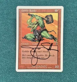 UNPLAYED SIGNED Goblin Raider Magic NM 7th Edition ARNIE SWEKEL COMMANDER EDH - Image 1