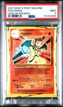 2021 Skee X Post Malone Postemon Gencon Promos Ebay Exclusive PSA 9 MINT 939/999 - Image 1