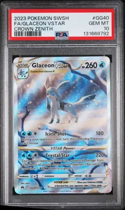 2023 POKEMON SWORD & SHIELD CROWN ZENITH #GG40 FULL ART/GLACEON VSTAR PSA 10 - Image 1