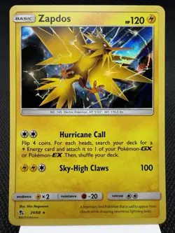 Zapdos 24/68 - Holo Rare - S&M Hidden Fates Pokemon Card NM - Image 1