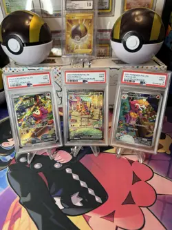 2023 Pokemon Fuecoco, Crocalor & Skeledirge ex PSA 9 IR/SIR Trio Paldea Evolved - Image 1