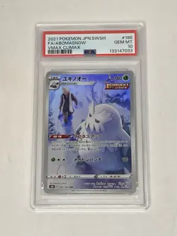 2021 Pokemon VMAX Climax Abomasnow Full Art #185 Gem Mint PSA 10 Japanese JPN - Image 1