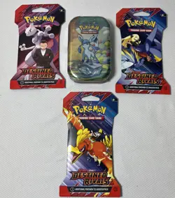Pokemon TCG Lot - 1X Prismatic Evolutions Mini Tin & 3X DR Single Booster Packs - Image 1