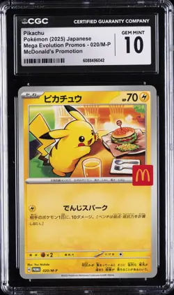 2025 POKEMON JAPANESE MEGA EVOLUTION MCDONALDS PROMO #020/M-P PIKACHU CGC 10 - Image 1